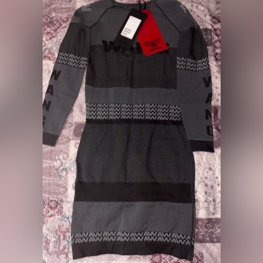 Alexander Wang Black and Gray Long Sleeve Dress